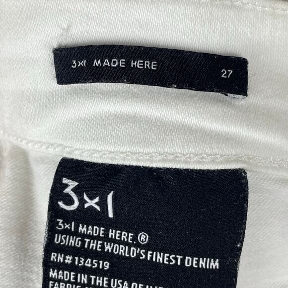 3x1 NYC‎ White Skinny Jeans I am Made Here Size 27 Raw Hem Stretch - Picture 3 of 7